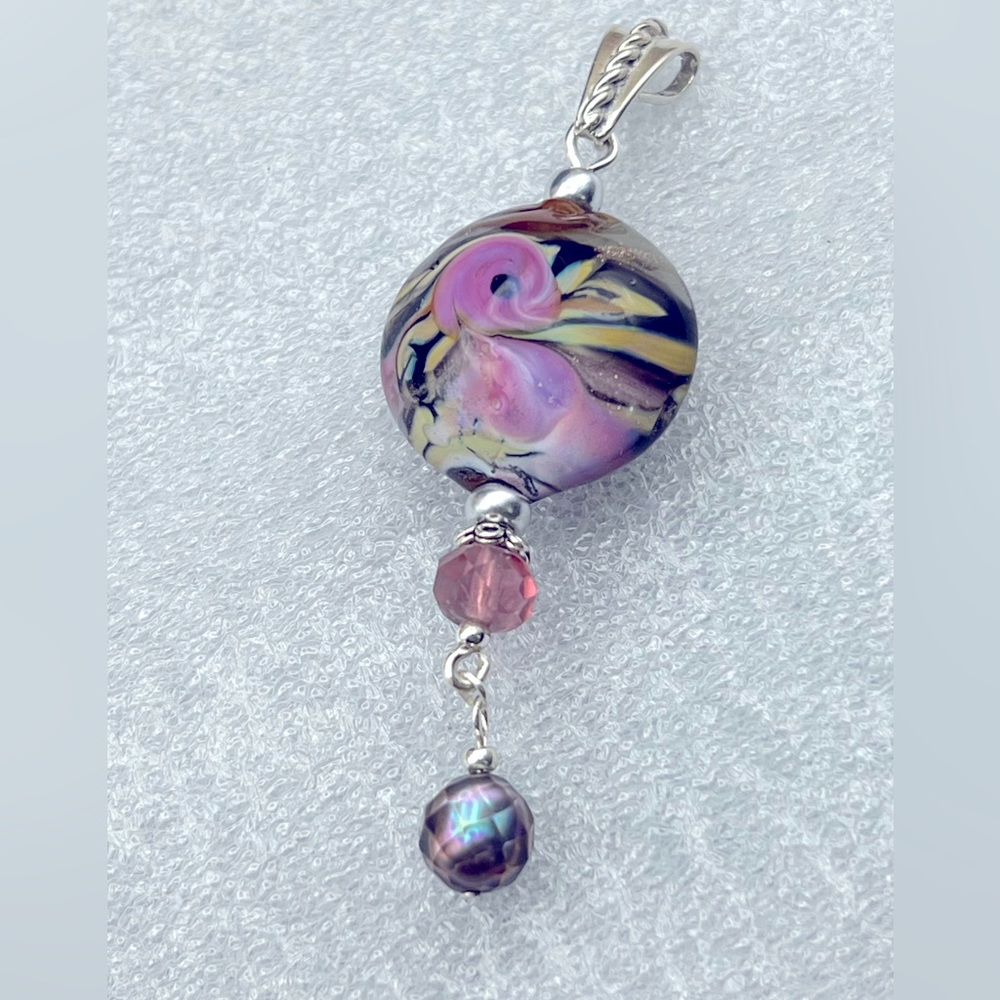 STERLING SILVER PENDANT MAGIC ROSE LAMPWORKl - Picture 3 of 5